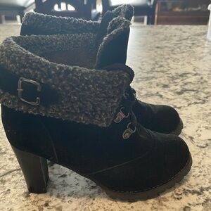 Faux Suede Black Boots